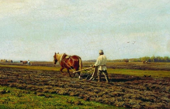 Крестьянин, обрабатывающий землю. 