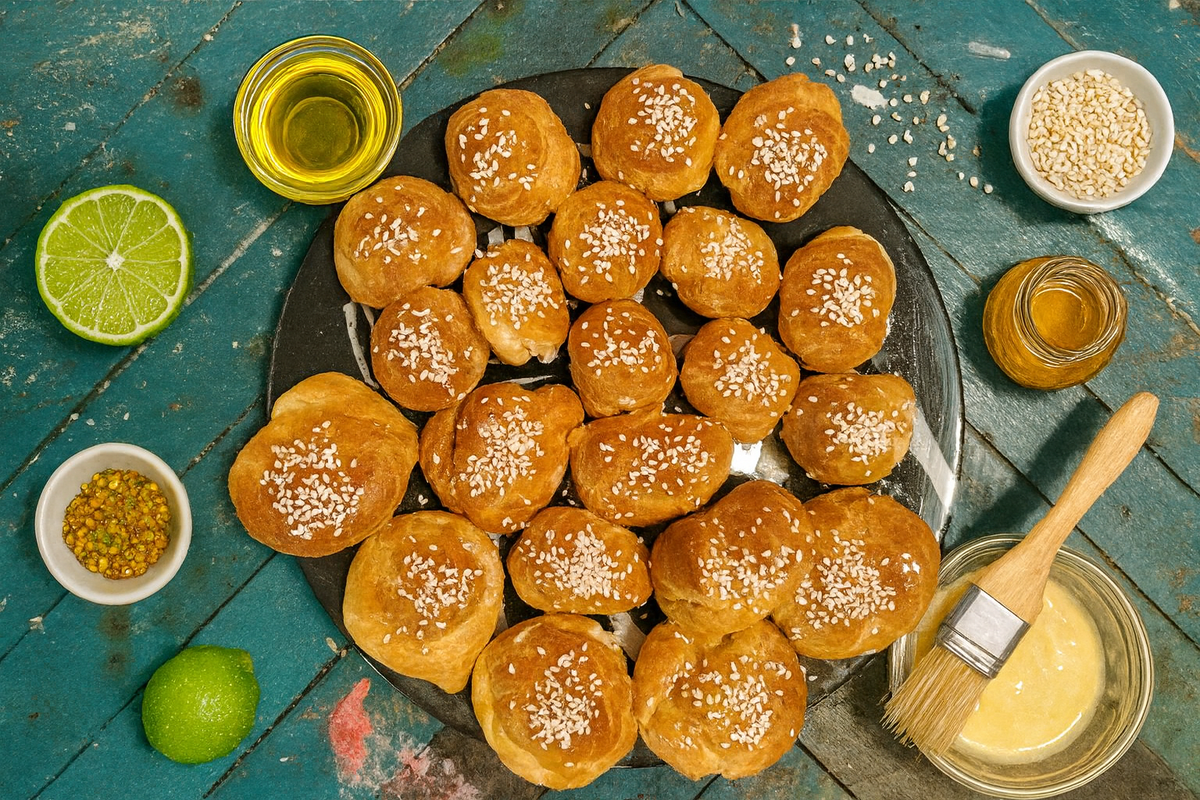 Профитроли с начинкой из тунца и лайма.