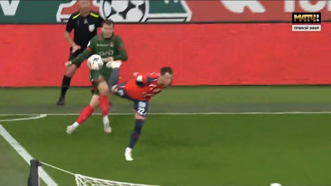 Вот с этой точки Дмитрий Воробьев забил гол. Скриншот с видео "Матч ТВ"