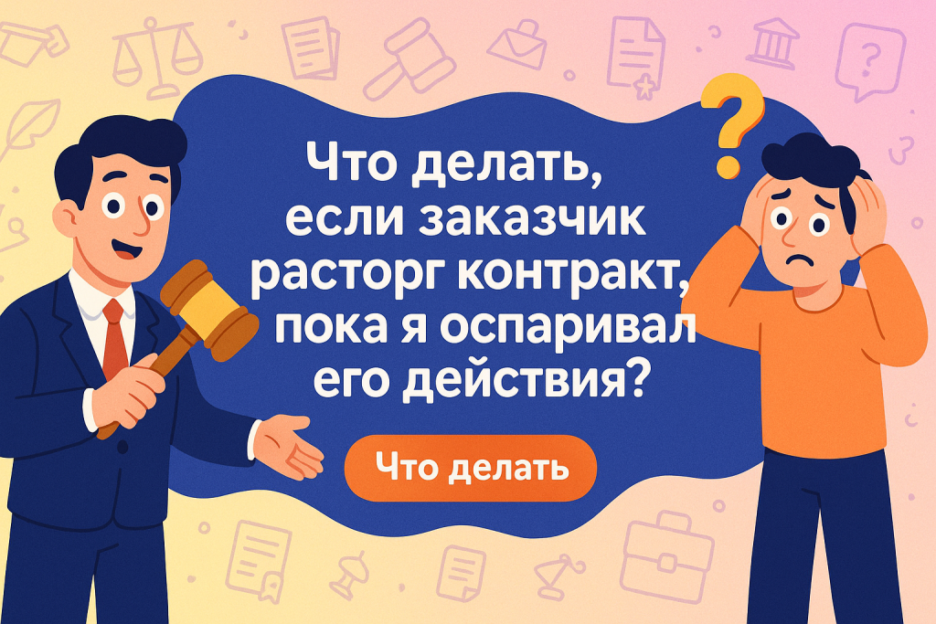    Что делать, если заказчик расторг контракт, пока я оспаривал его действия?