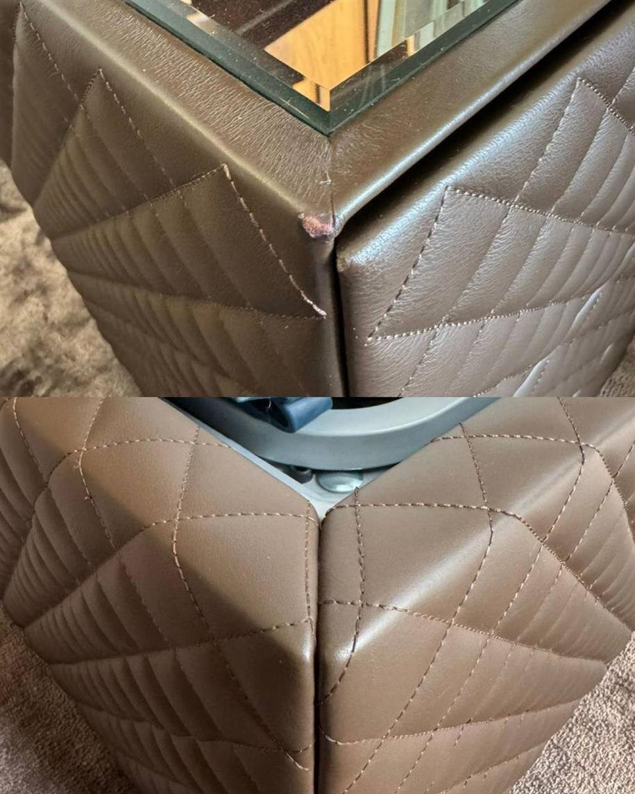 Практичсекий пример реставрации обивки из экокожи нашими специалистами БЫЛО/СТАЛО