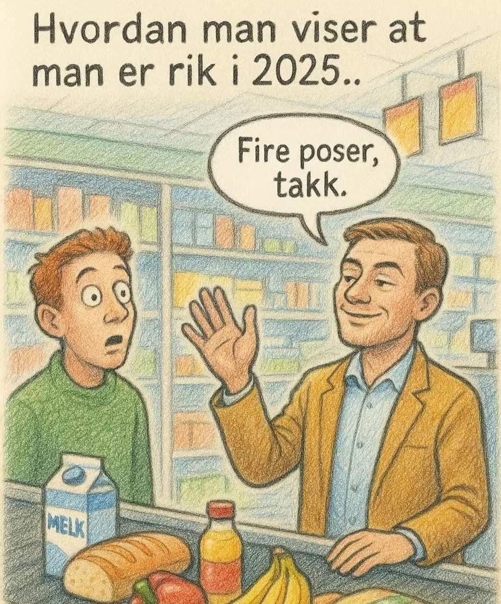 Надпись: как увидеть богатого человека в 2025 году..."Четыре упаковочных пакета, спасибо" 😀