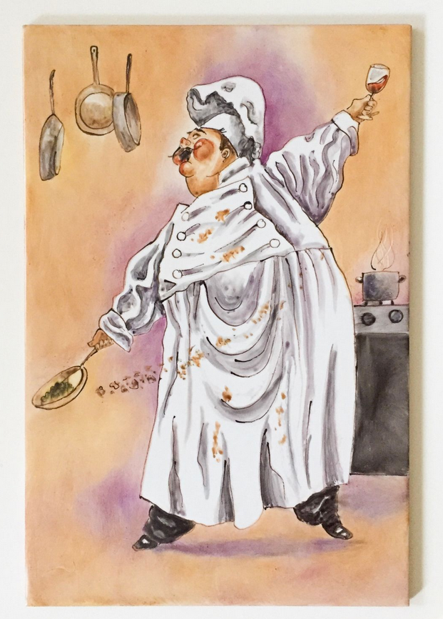 Роспись большой керамической плитки, размер 20 на 30 см. 