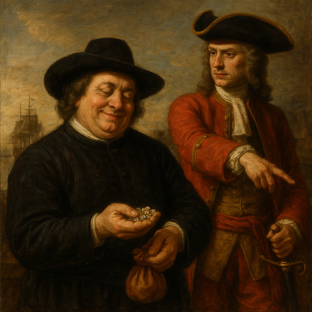 «Синица в руках против журавля в небе». Голландец радуется сиюминутной выгоде, британец строит планы мирового господства.