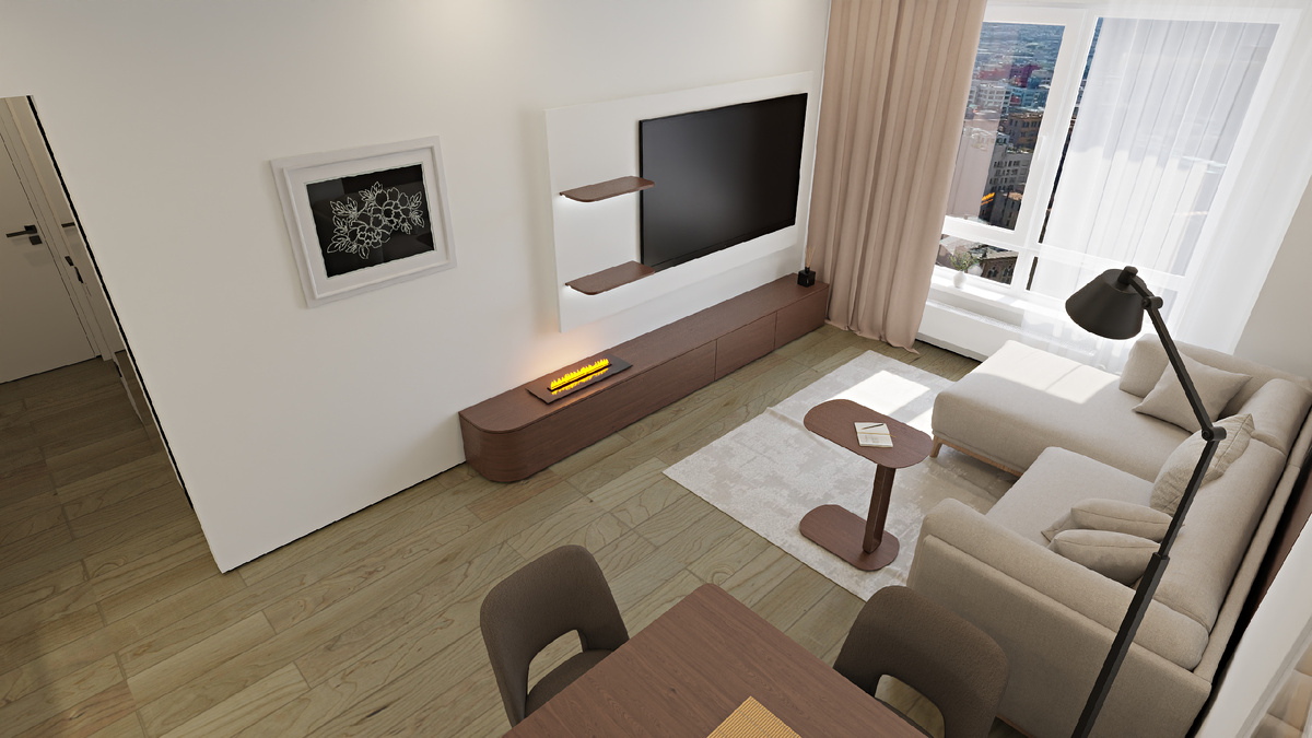 Обзорная визуализация гостиной