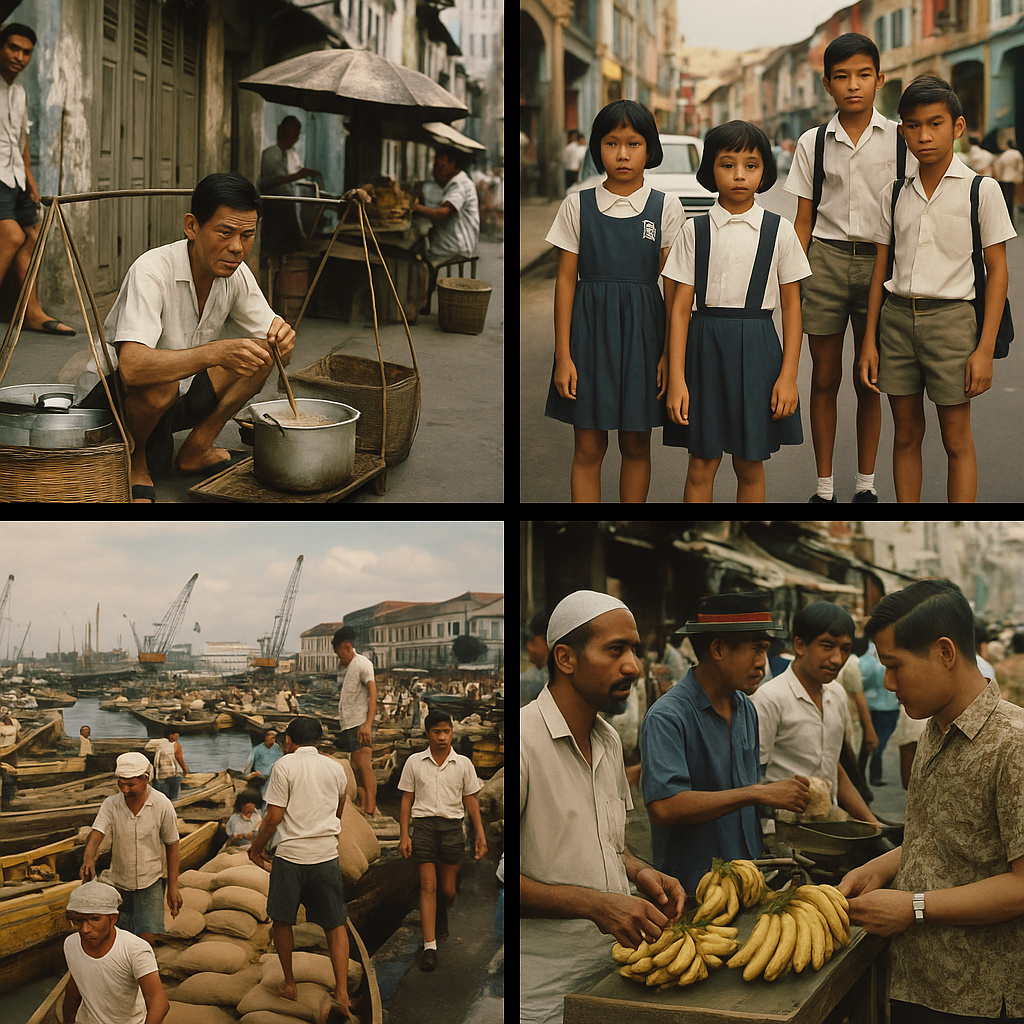 Сингапур 1960-х: плавильный котёл наций, где на улицах, рынках и в порту рождался новый, общий язык — синглиш.
