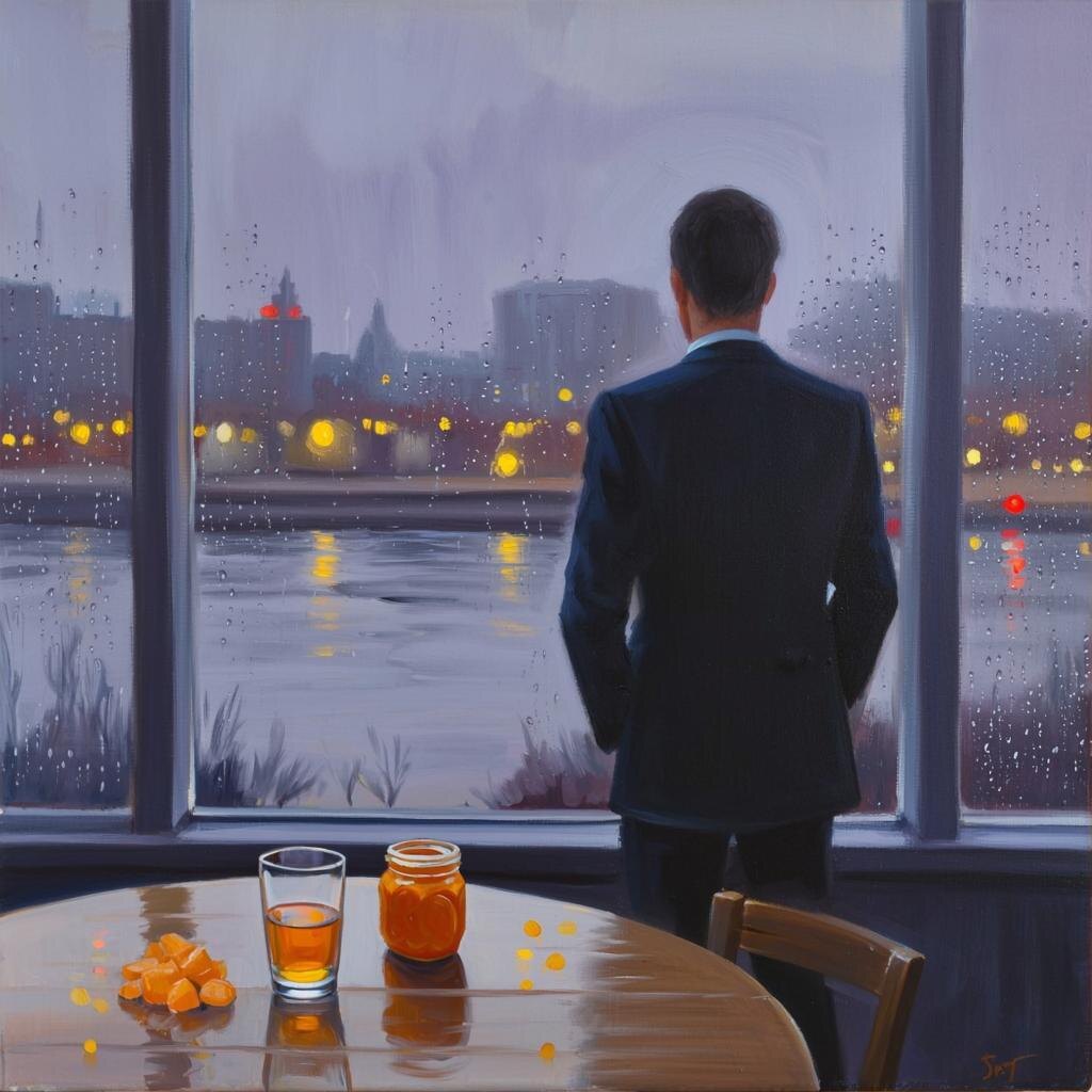 Московская осень и "мармелад". Изображение сгенерировано с помощью нейросети.