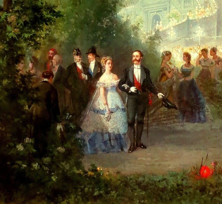 Александр II гуляет в саду