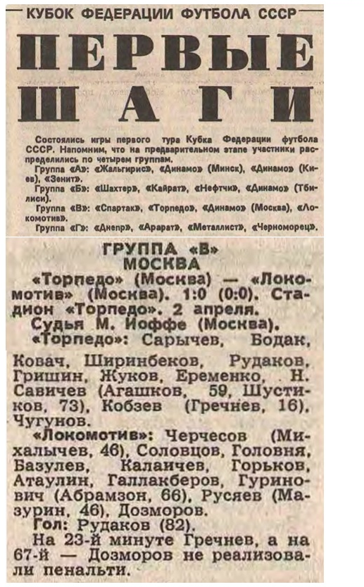 "Советский спорт", № 77 (12296), вторник, 5 апреля 1988 г. С. 3. Коллаж автора ИстАрх.