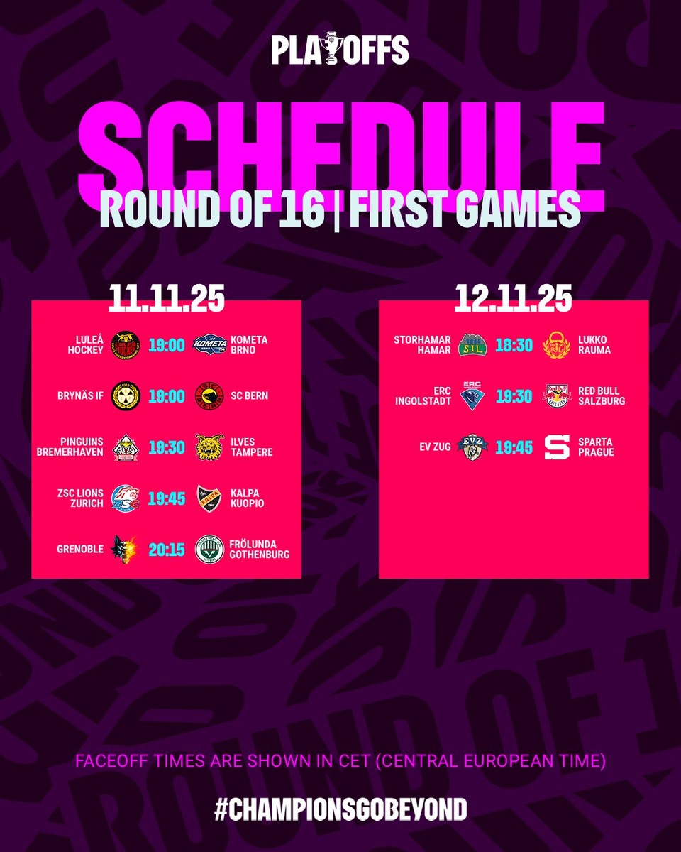 1/16 финала Лиги Чемпионов (фото: оф.сайт CHL)