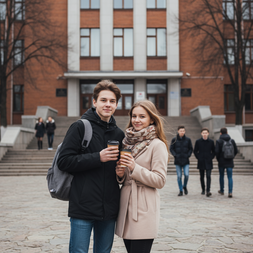 Молодые у колледжа