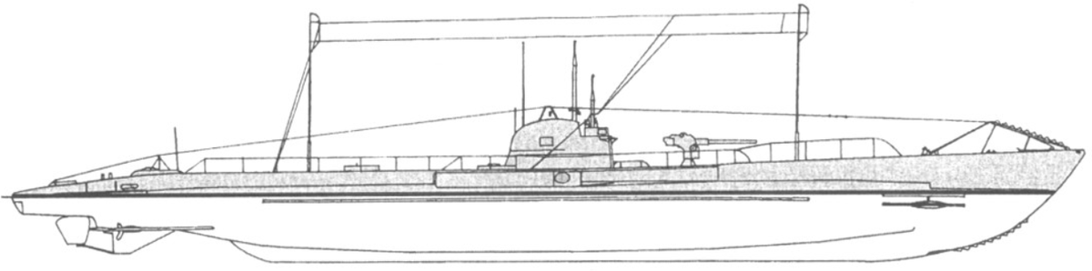 Схема внешнего вида подводной лодки данного типа