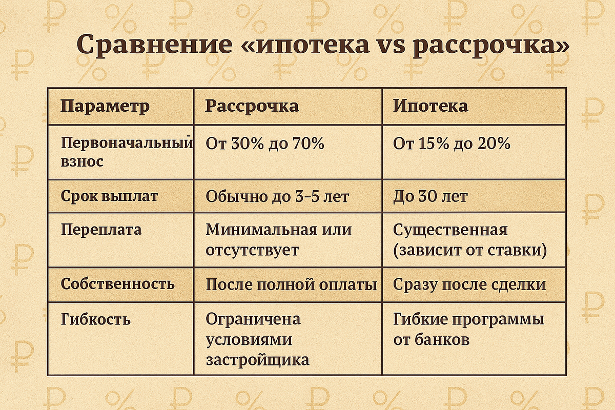 Сравнение ипотеки и рассрочки