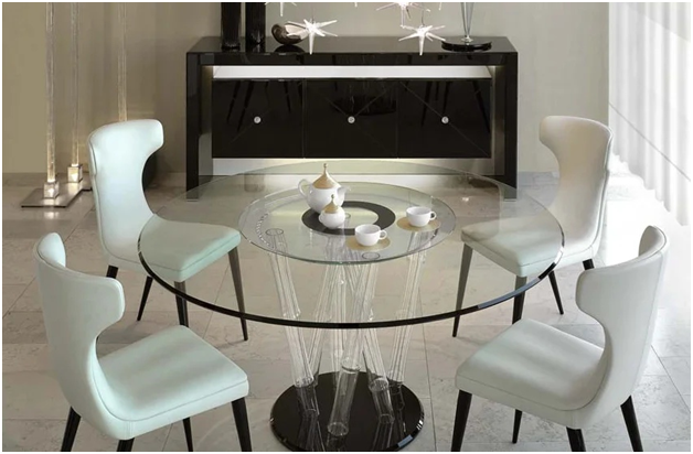 Дизайнерский круглый стол из закаленного стекла
