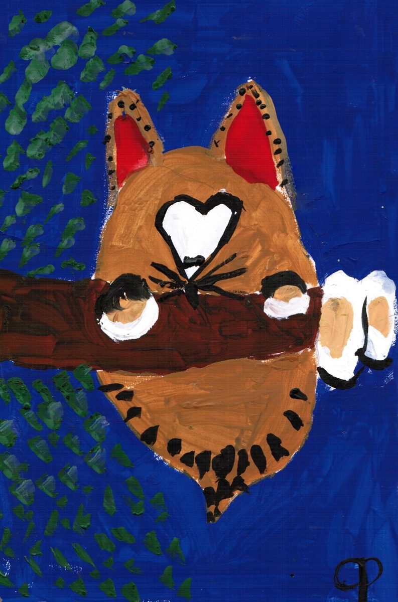 Кот на ветке. Рисунок Серафима 