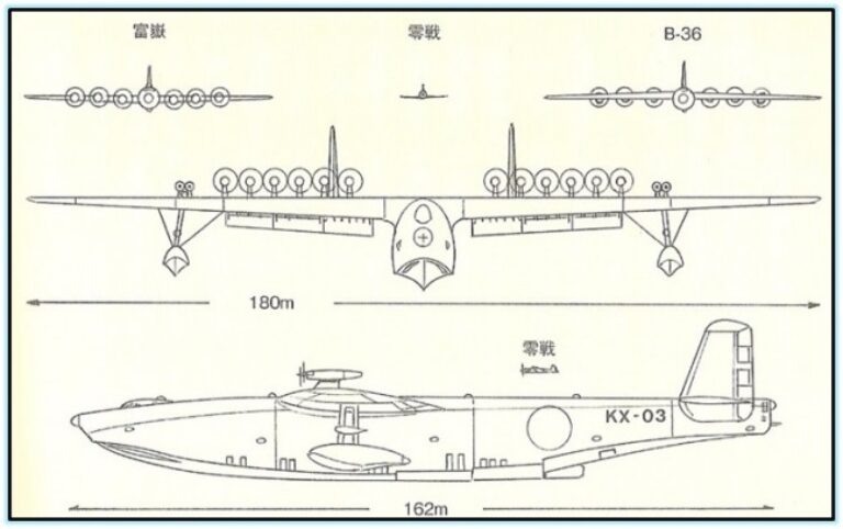 схема проекта транспортной летающей лодки Kawanishi KX-03
