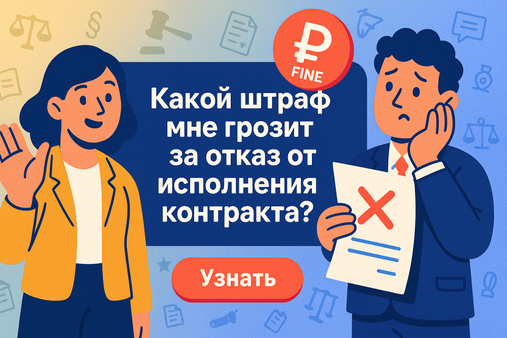    Какой штраф мне грозит за отказ от исполнения контракта?