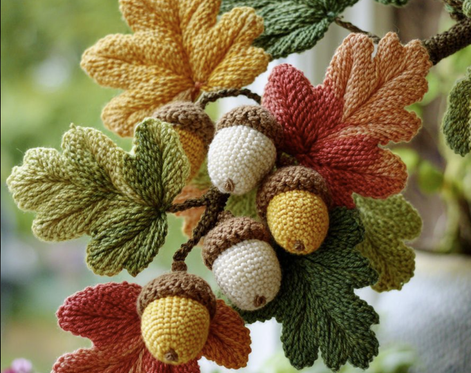 Вязаные листья в интерьере вашего дома.