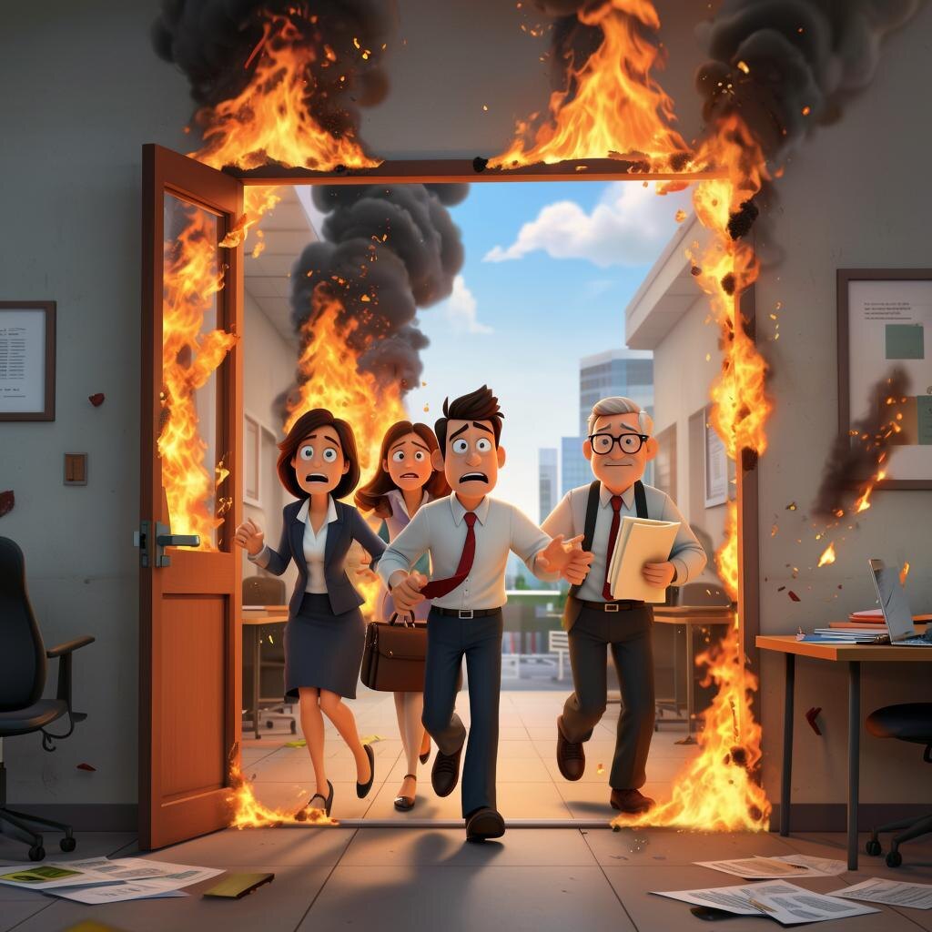 «Корпоративный тимбилдинг пошёл немного не по плану.»