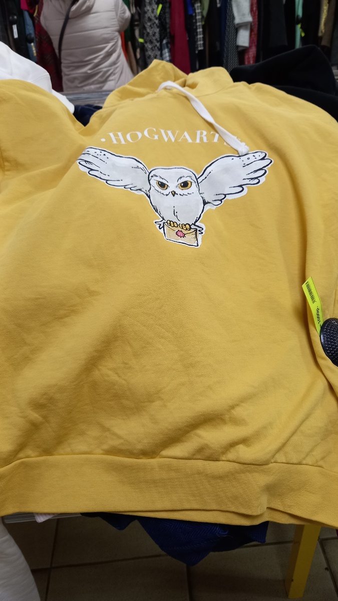 Жаль, что толстовка детская, сама бы носила. Воспоминания о фильмах про Гарри Поттера самые приятные. Фото персонажей вряд ли, а вот сова - милое дело.