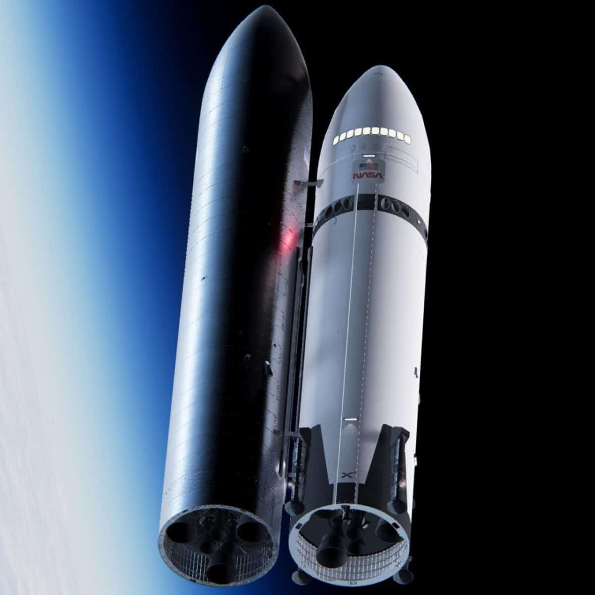    Сравнение размеров Starship Depot и Starship HLS / © NASA