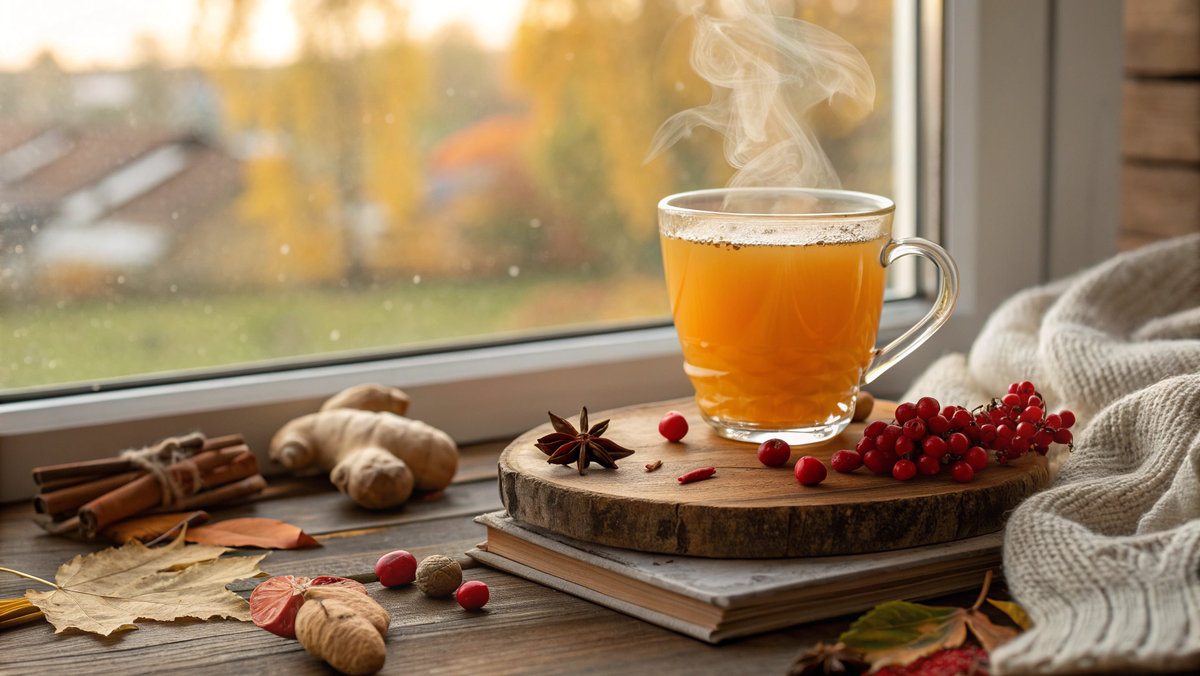 Фото: Осенний чай с имбирём и облепихой