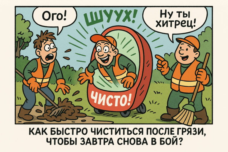    Быстрая очистка техники после работы в грязи помогает сохранить её работоспособность и ускорить подготовку к следующему дню Artem Motomul