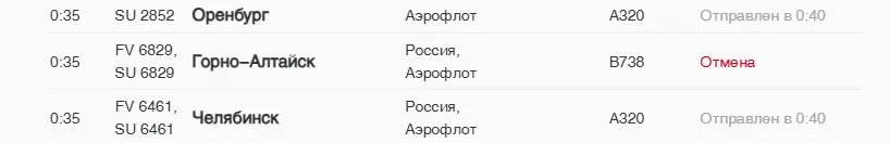    Фото: скриншот онлайн-табло аэропорта Пулково