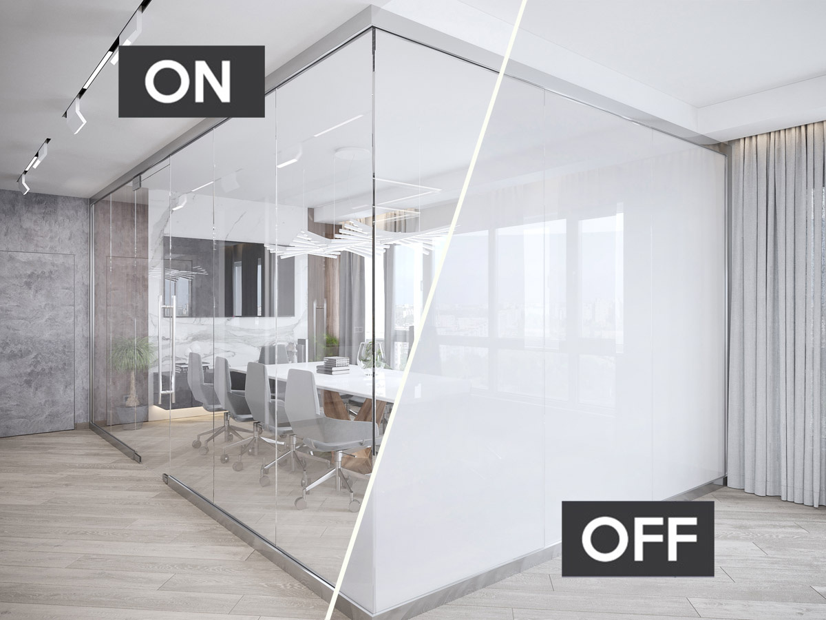 SMART технология - матирование стекла по клику кнопки на стене или на пульте управления. Новейшая система имитация штор или жалюзи - включение/выключение приватности кабинета (спальни, лоджии, гардеробной комнаты и даже ванной) по нажатию кнопки. dveryagin.ru