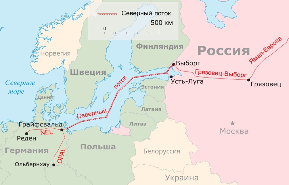    Маршрут подорванных газопроводов