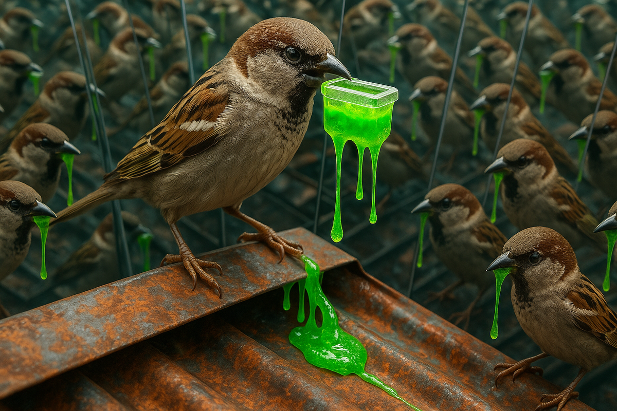 Шёл по крыше Воробей, нёс коробочку соплей - кто слово пикнет, тот её выпьет