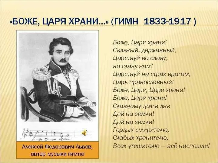 Текст Гимна" Боже, царя храни".