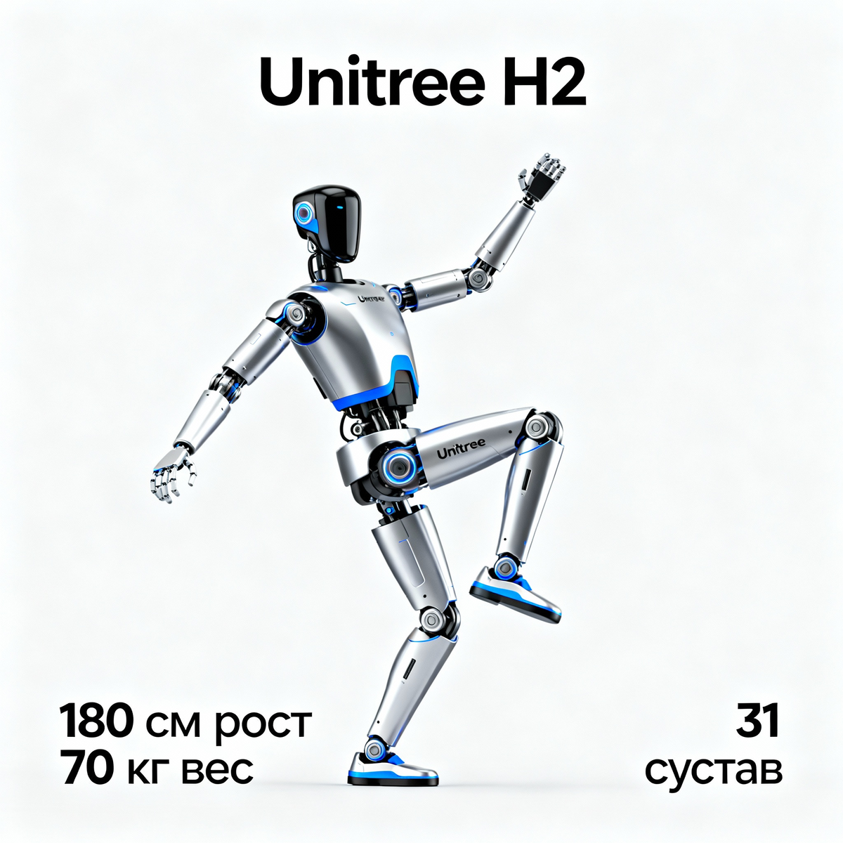 Unitree H2 - новое поколение гуманоидного робота с плавными движениями
