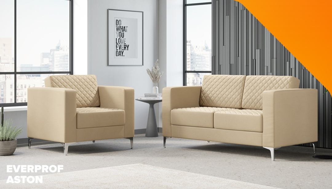 Диван Everprof Aston двухместный Экокожа Бежевый