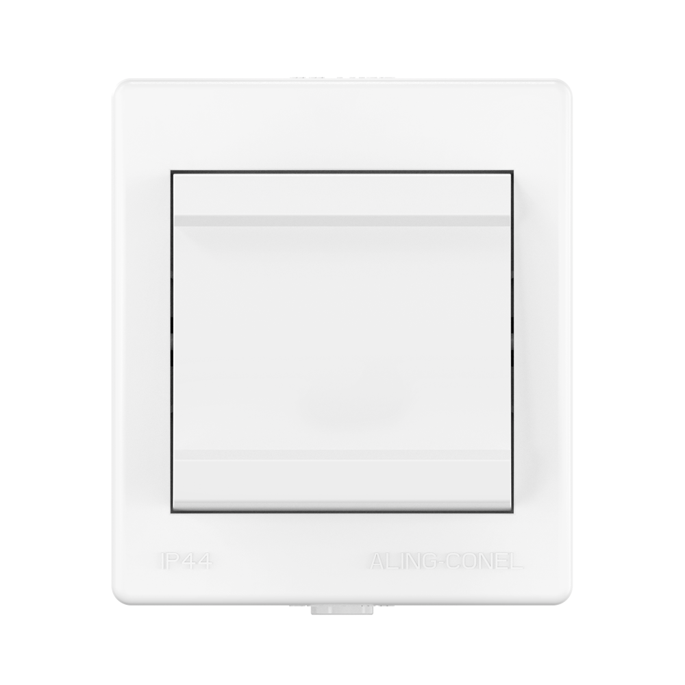 На фото: Выключатель одноклавишный CADUCEUS ALING POWER, перекрестный, для открытой проводки, 10АХ, 250В~, артикул 254