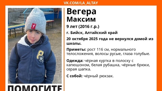 В Бийске пропал девятилетний мальчик в серой шапке