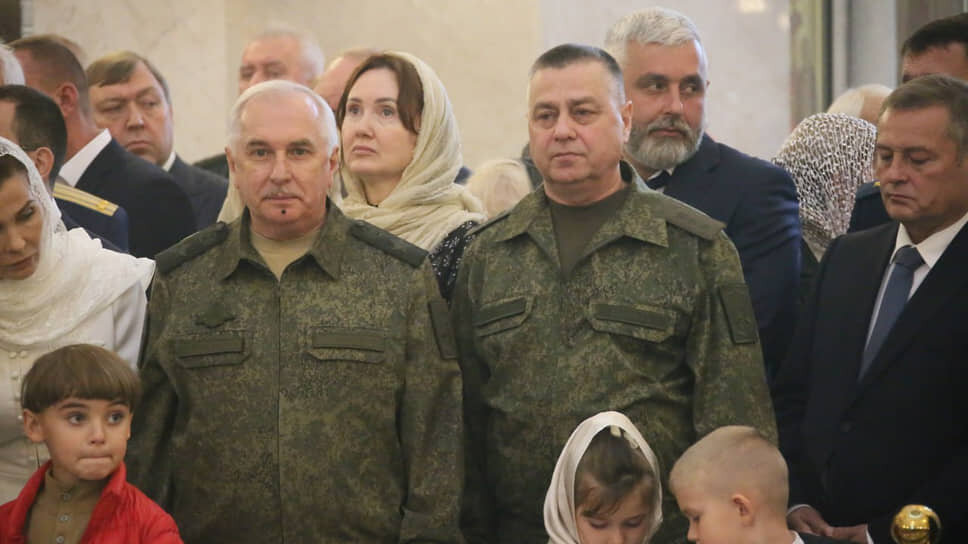 На богослужении присутствовали военнослужащие Южного военного округа и кадеты .📷Фото: Василий Дерюгин, Коммерсантъ