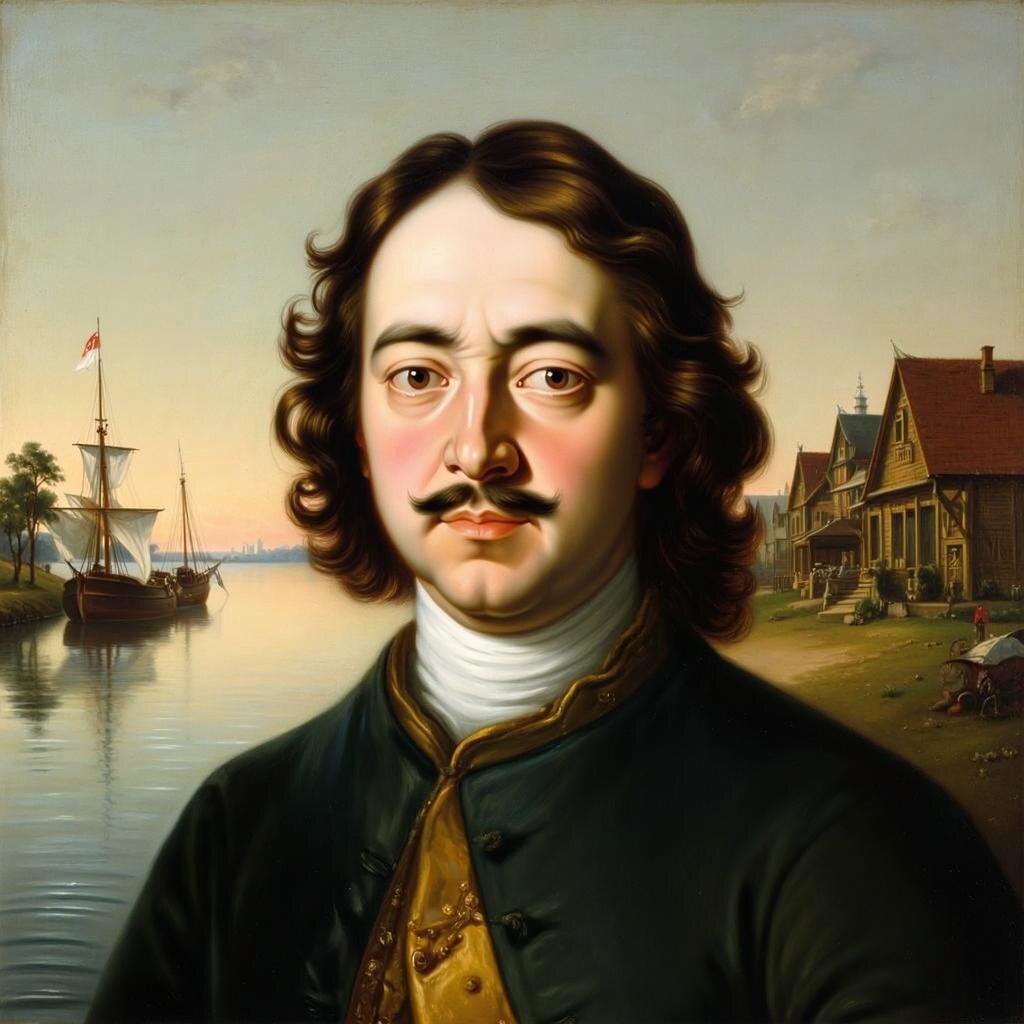 Петр I. Изображение нарисовано с помощью нейросети.