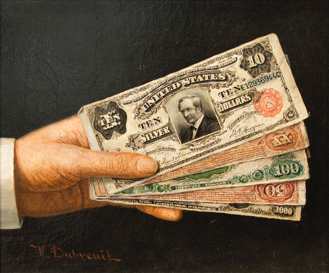 Рука с деньгами.
Художник – Виктор Дюбрей (фр. Victor Dubreuil, 1842 – после 1910). Частная коллекция