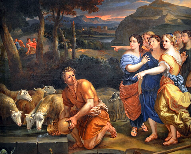 Моисей и дочери Иофора: библейский сюжет в европейской живописи