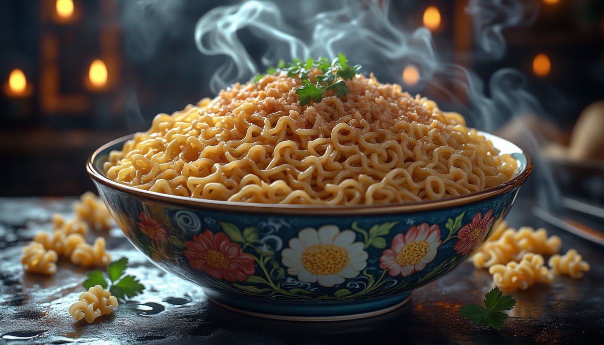 Промпт в Yandex.GPT: нарисуй 16:9 фотореализм Доширак - еда богов. Не благодарите)