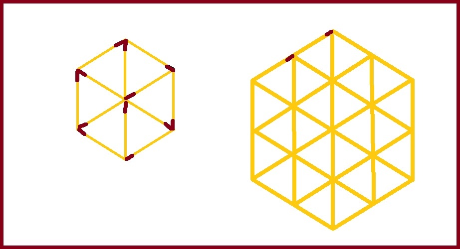 Правильные шестиугольники, выложенные из спичек.