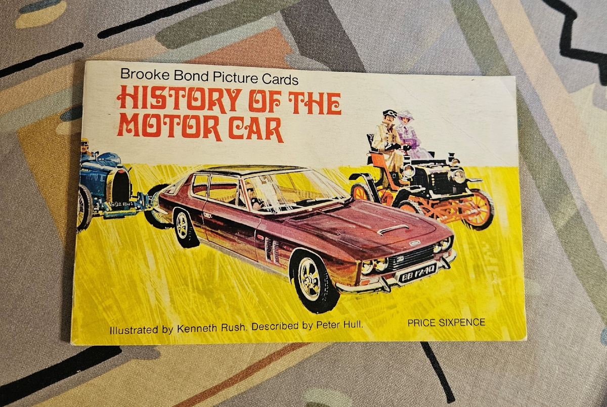 Альбом с карточками Брук Бонд «История автомобиля» из моей коллекции.