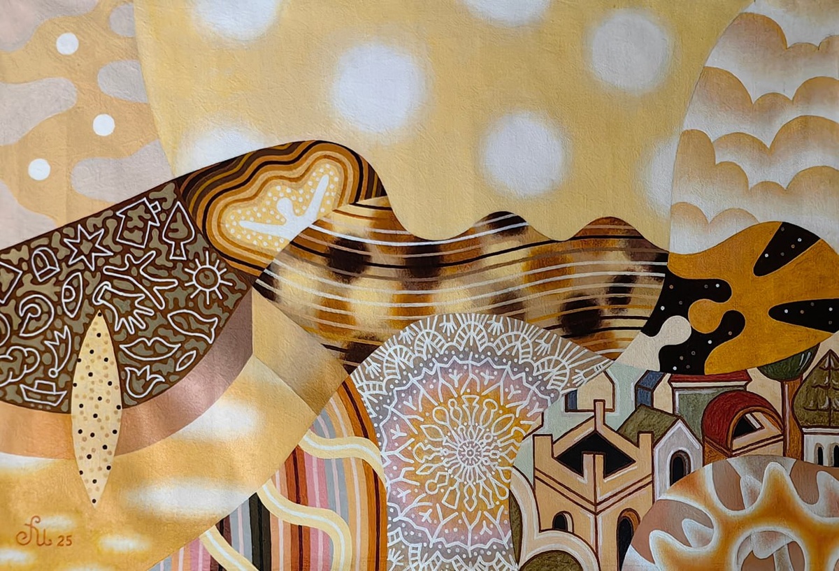 "Наблюдающий время" Холст. масло. акрил. 60 см 90 см 2025 г.( работа в продаже)  