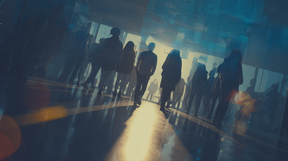 «Люди идут по городу в лучах утреннего света — метафора пути изучения китайского языка, который требует времени и терпения. Реалистичные сроки и цели изучения китайского».