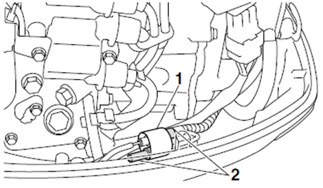 Расположение разъемов трима с желтой изолентой на моторе YAMAHA F60F