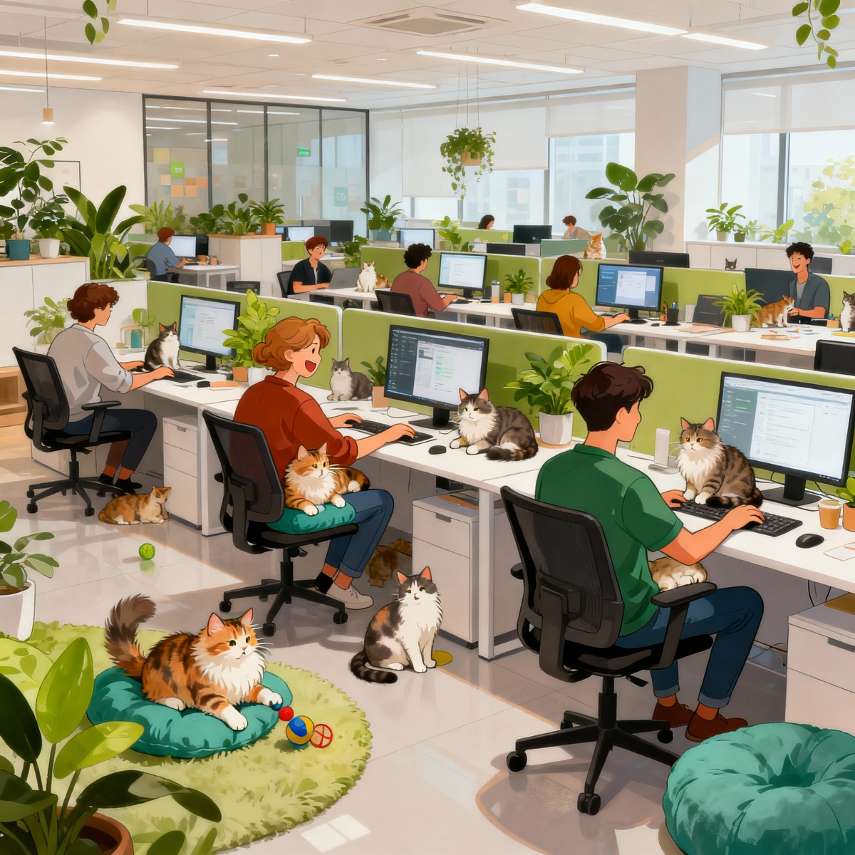 Офиснве котики в Китае