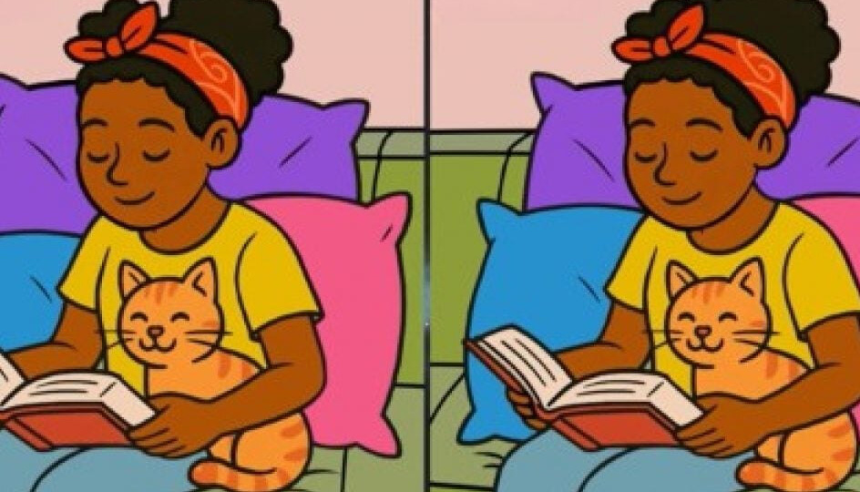 Проверьте свою внимательность: найдите 3 отличия между двумя читающими девушками