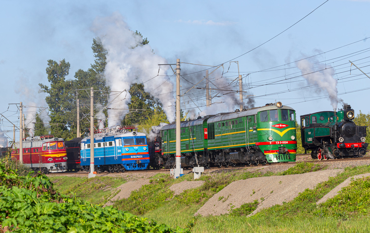 С "товарищами" - ВЛ60К-1605, ТЭ3-5524, Ь.2012. Щербинка 2021. Автор Guaglione. Траинфото.