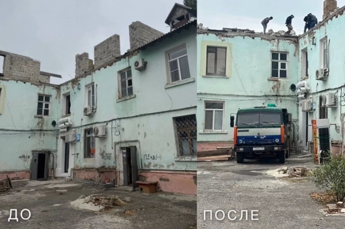    Власти Махачкалы снесли самострой на крыше жилой многоэтажки
